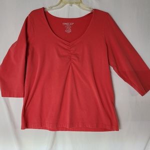 Fashion Bug SZ 18W/20W Dark Peach 3/4 Sleeve Vneck Top